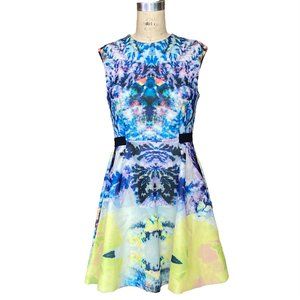 Sleeveless Summer  Printed Dress w/ Black Elactic Waistband